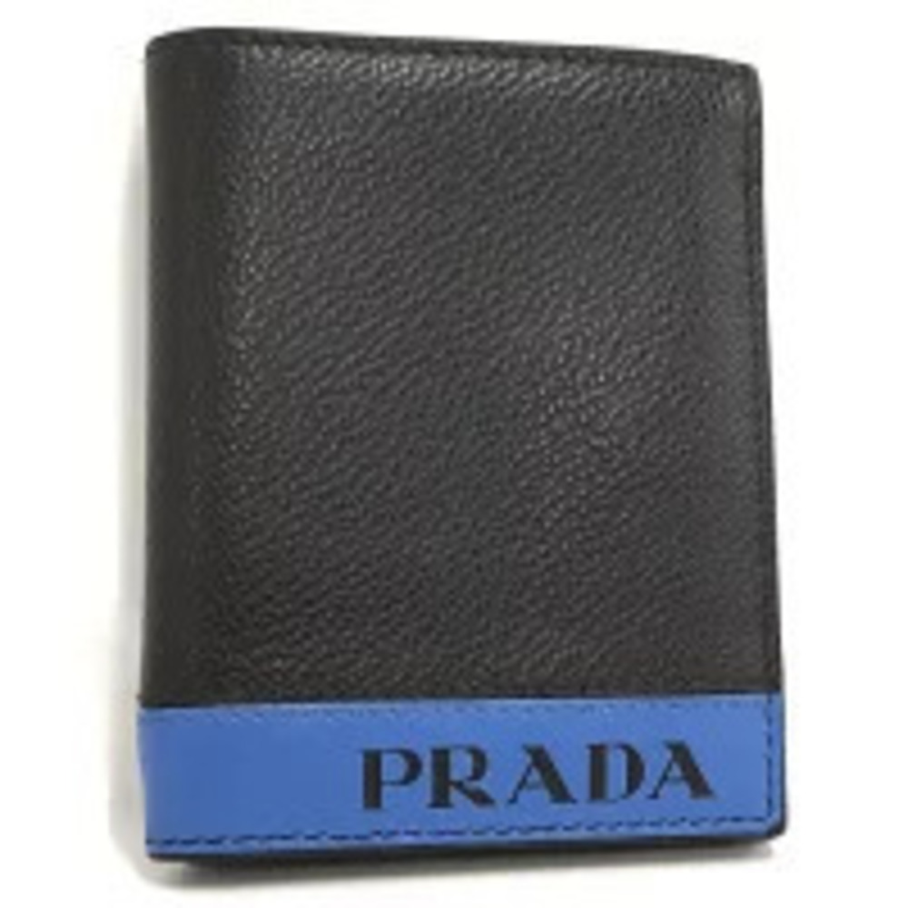 Prada Card Case Wallet Leather Black